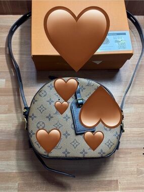 Inspired  Monogram Round Crossbody dust bag papers lock and keys